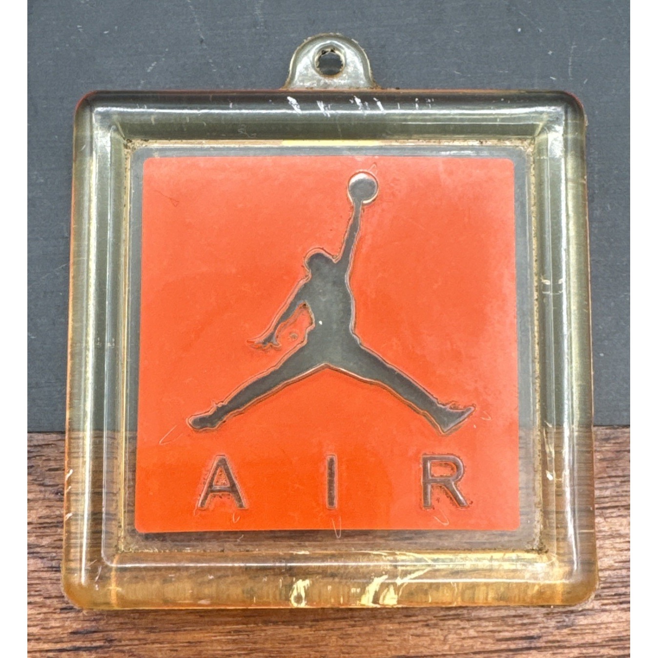 Vintage Authentic Nike Air Jordan Jumpman Shoe Hang Tag Keychain Orange